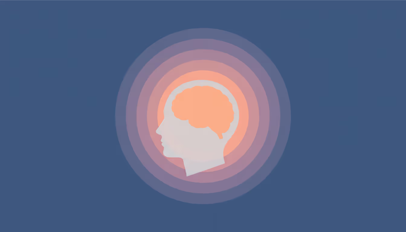 Silhouette of a human head with concentric warm-colored circles radiating outward from the brain representing expanding waves of loving kindness